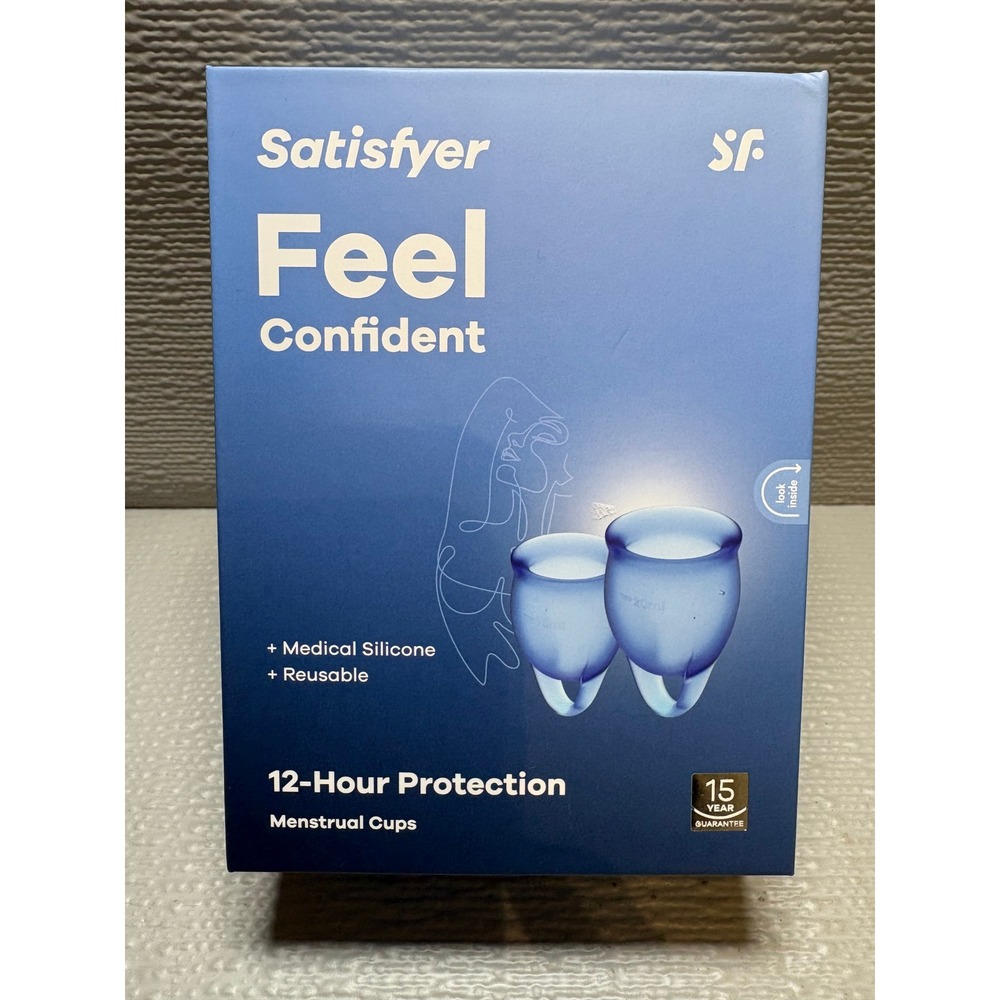 Satisfyer Feel Confident Menstrual Cups‎ Set Blue Medical Silicone 15ml 20ml NEW